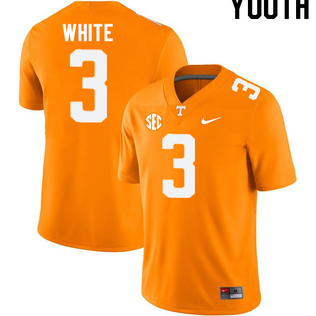 Youth #3 Squirrel White Tennessee Volunteers College Football Jerseys Stitched-Orange